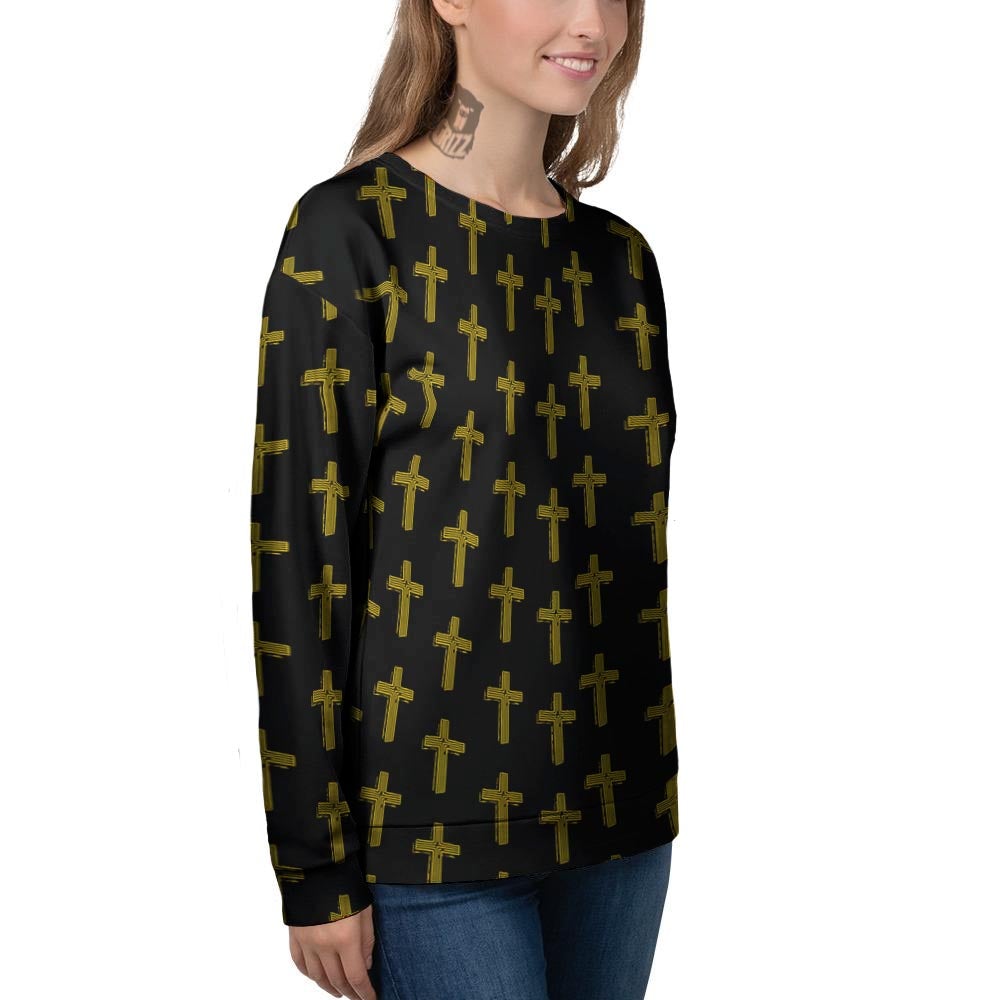 Religious Christian Cross Print Pattern Women's Sweatshirt-grizzshop