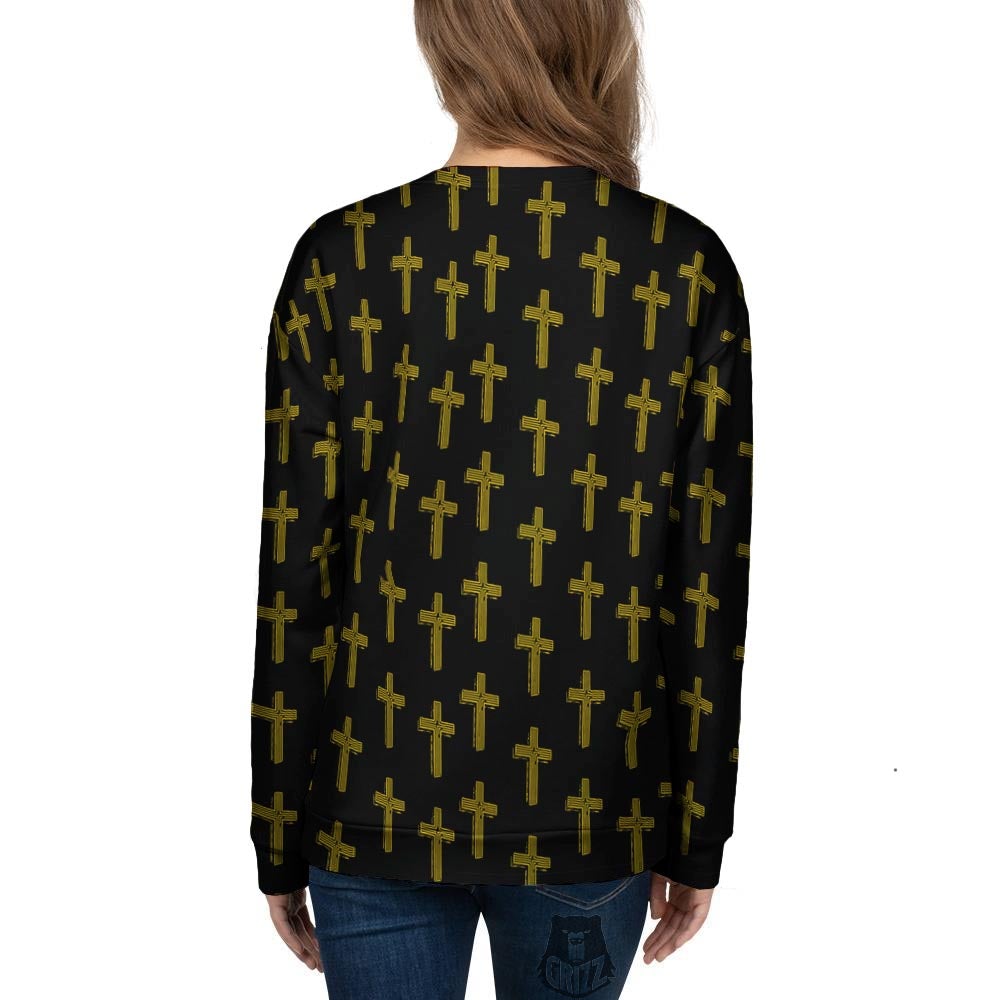 Religious Christian Cross Print Pattern Women's Sweatshirt-grizzshop