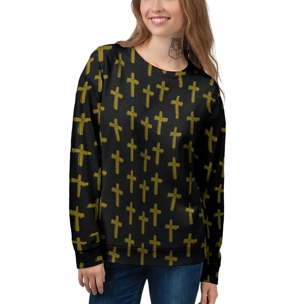 Religious Christian Cross Print Pattern Women's Sweatshirt-grizzshop