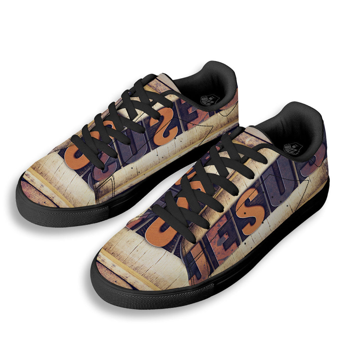 Religious Jesus Words Print Black Low Top Sneakers-grizzshop