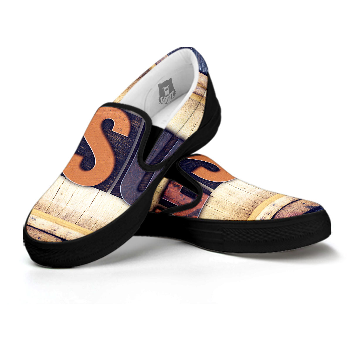 Religious Jesus Words Print Black Slip On Shoes-grizzshop