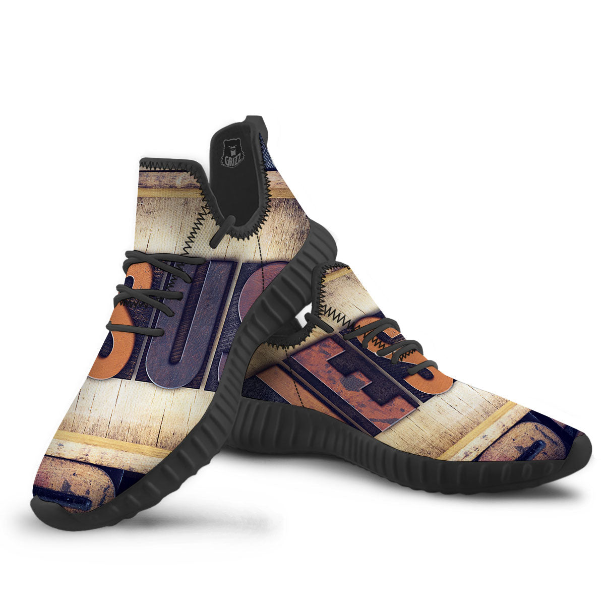 Religious Jesus Words Print Black Walking Shoes-grizzshop