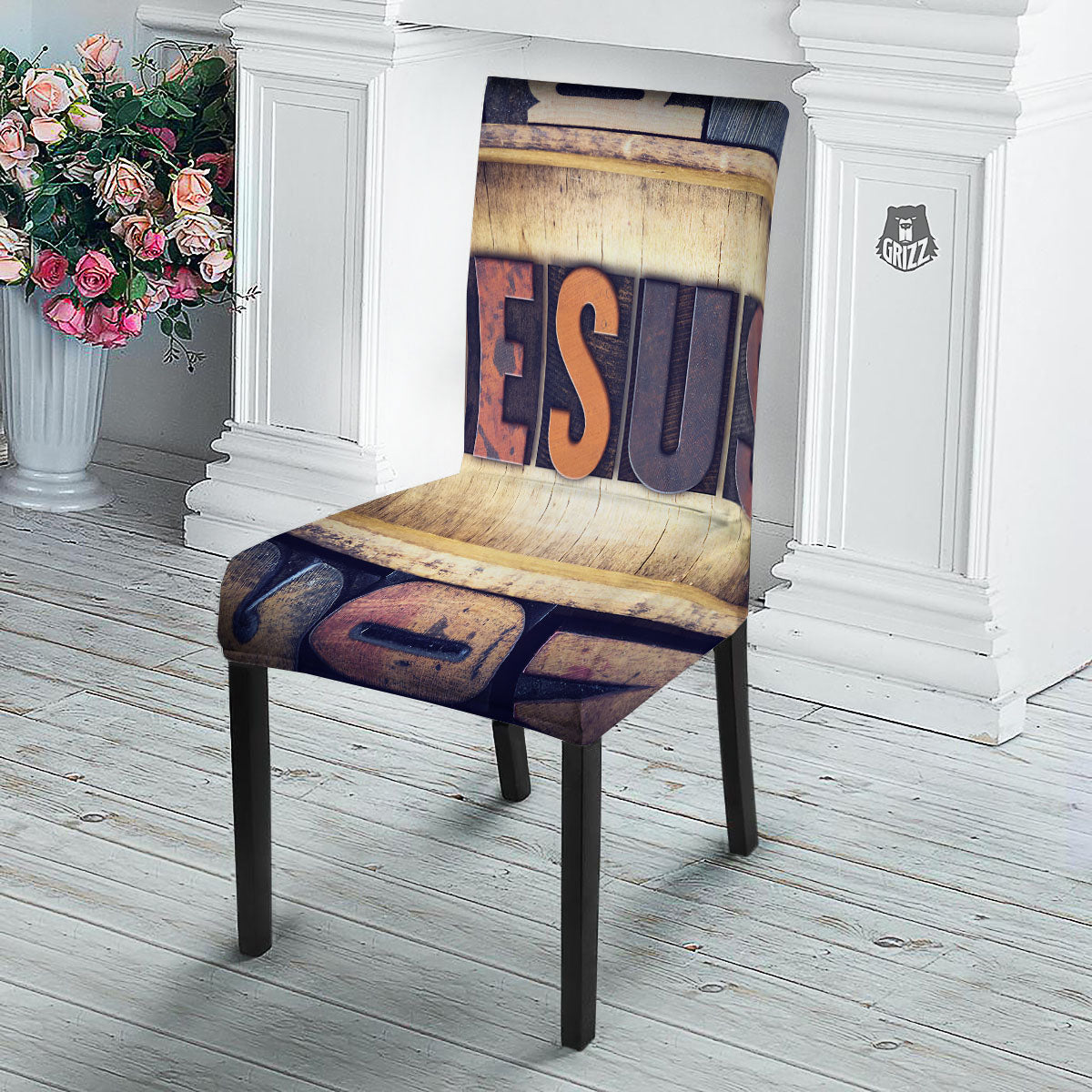 Religious Jesus Words Print Dining Chair Slipcover-grizzshop