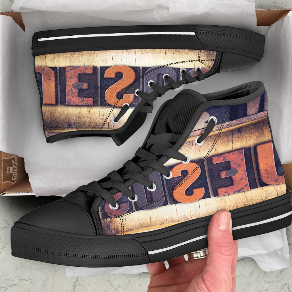 Religious Jesus Words Print High Top Shoes-grizzshop