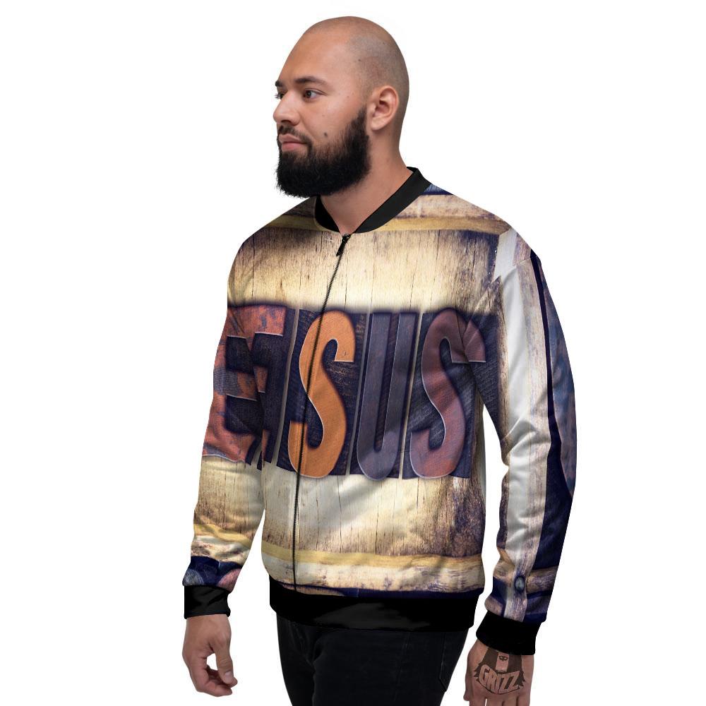 Religious Jesus Words Print Men's Bomber Jacket-grizzshop
