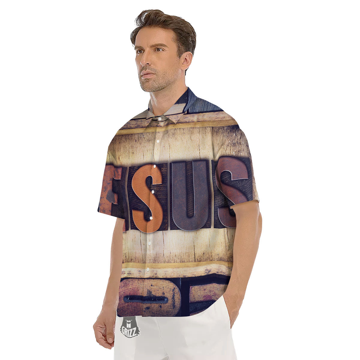 Religious Jesus Words Print Men's Short Sleeve Shirts-grizzshop