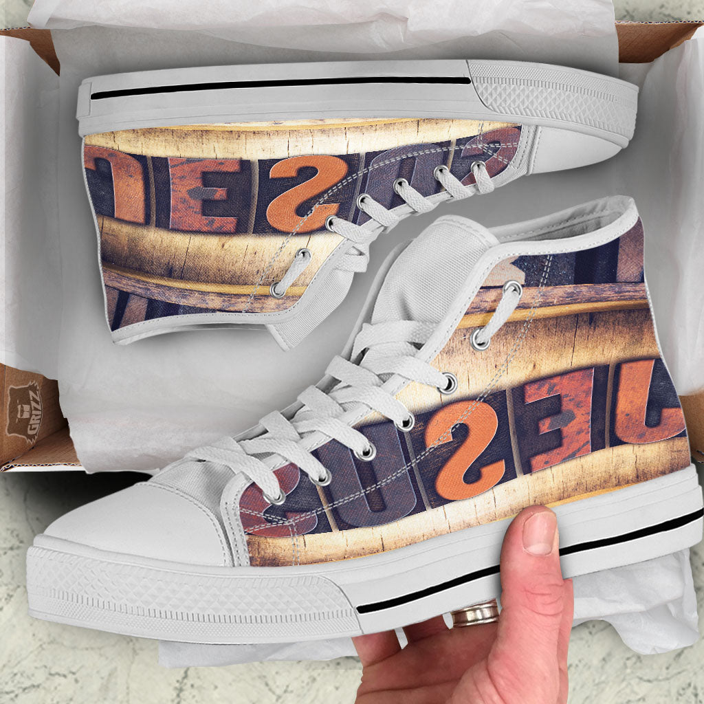 Religious Jesus Words Print White High Top Shoes-grizzshop