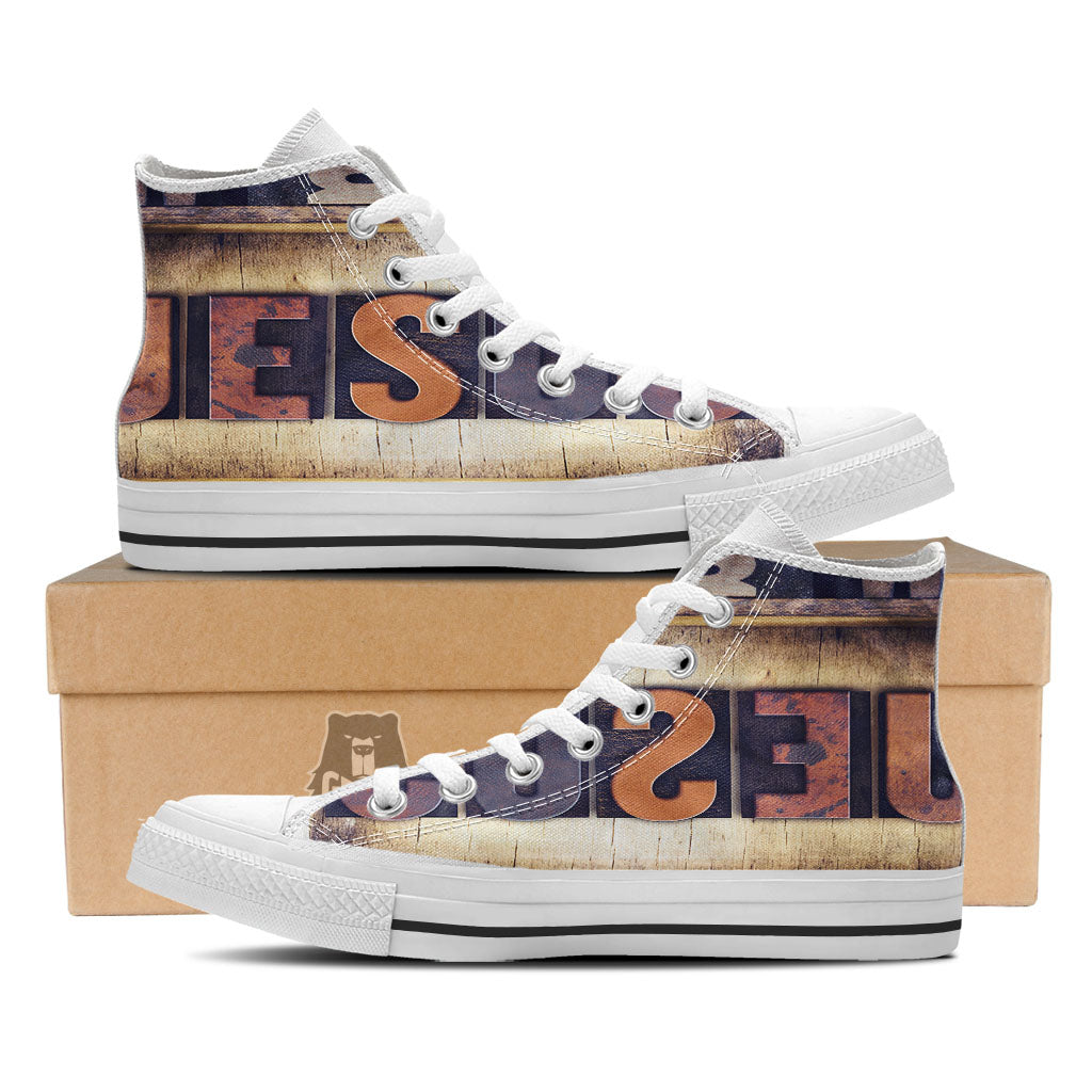 Religious Jesus Words Print White High Top Shoes-grizzshop