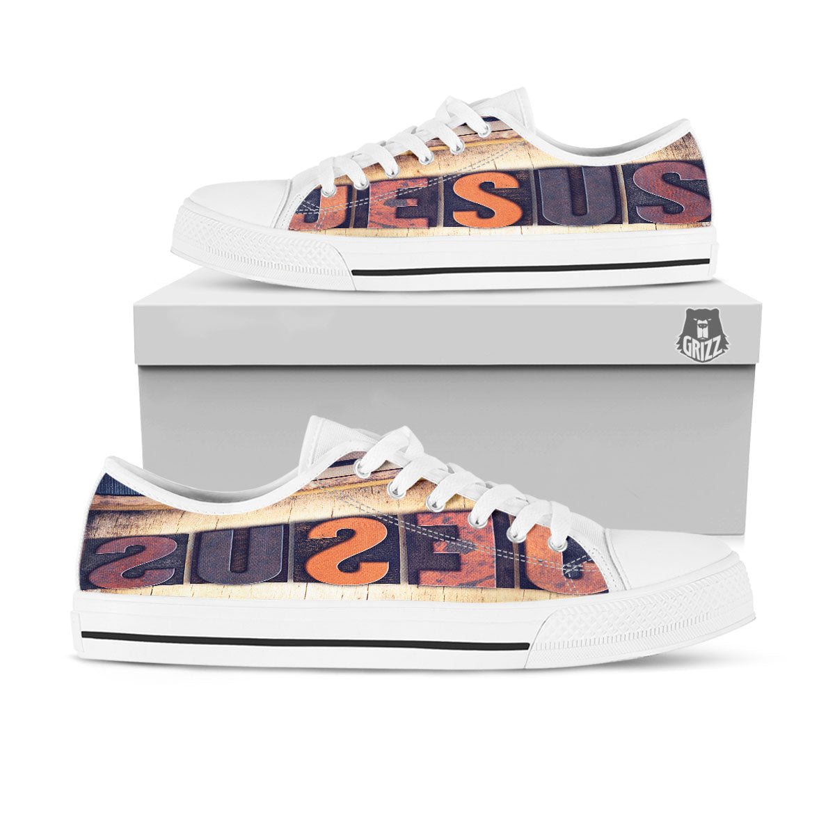 Religious Jesus Words Print White Low Top Shoes-grizzshop