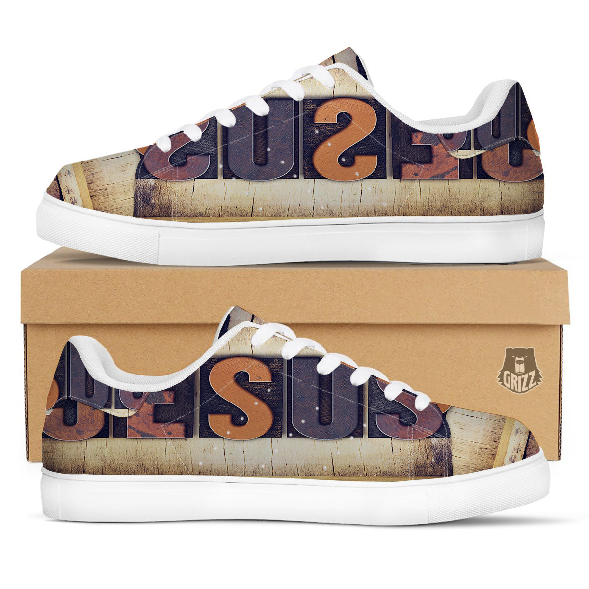 Religious Jesus Words Print White Low Top Sneakers-grizzshop