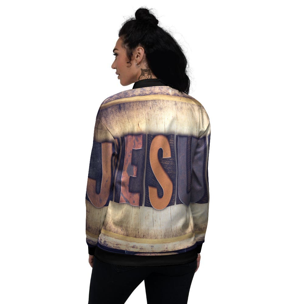 Religious Jesus Words Print Women's Bomber Jacket-grizzshop