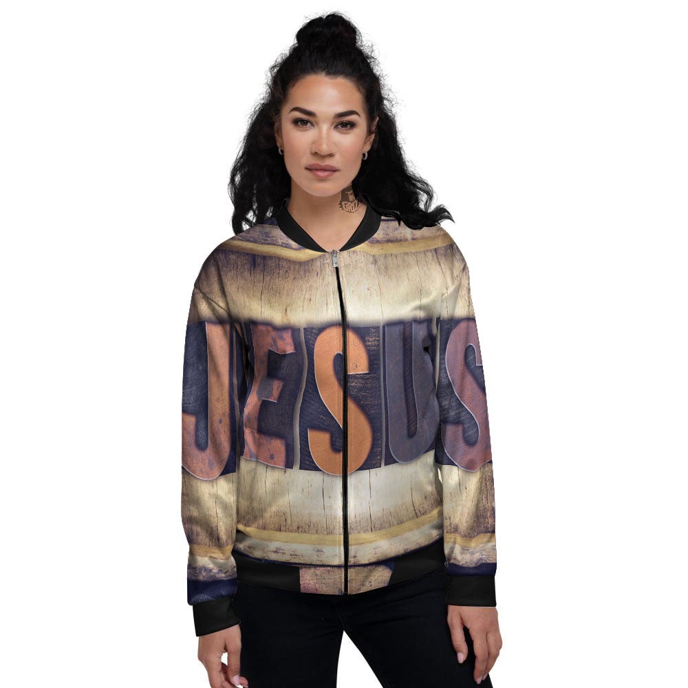 Religious Jesus Words Print Women's Bomber Jacket-grizzshop