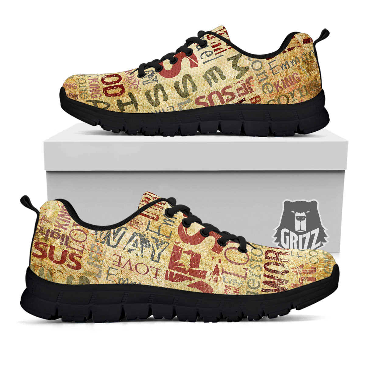 Religious Of God Word Print Black Sneaker-grizzshop