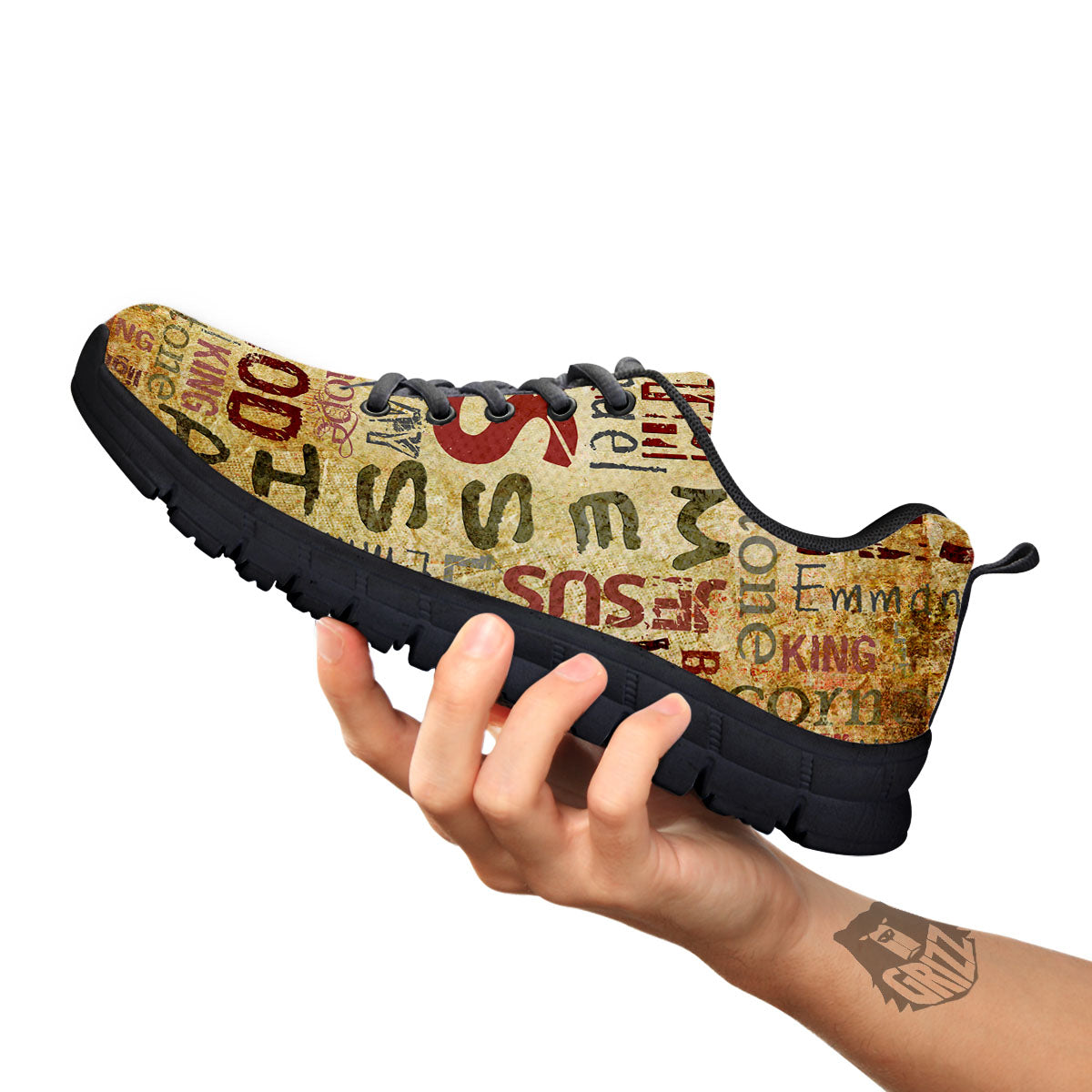 Religious Of God Word Print Black Sneaker-grizzshop