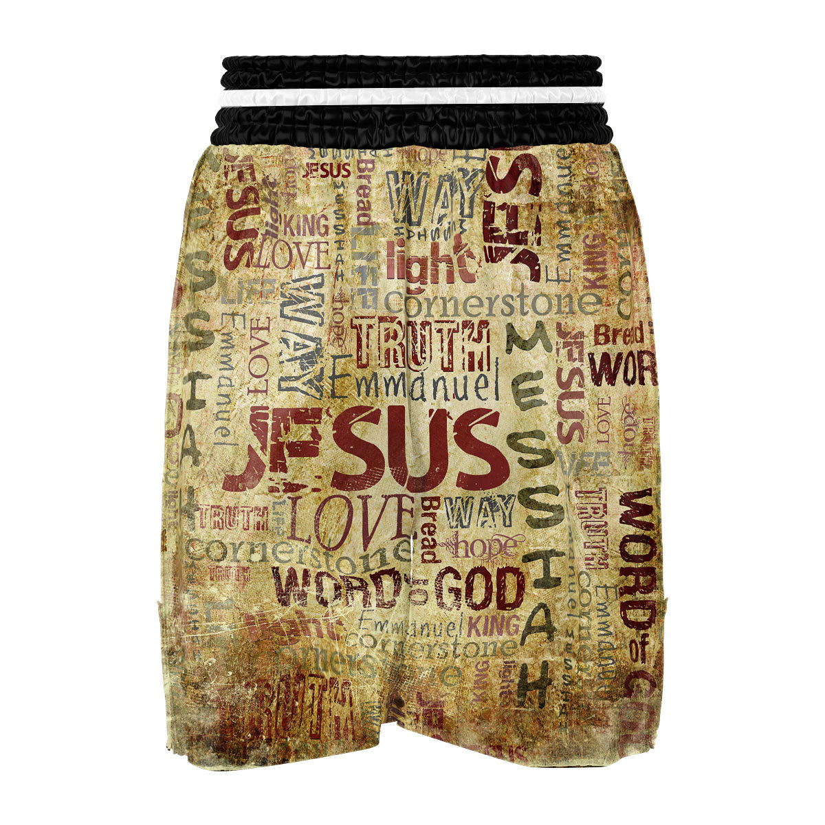 Religious Of God Word Print Boxing Shorts-grizzshop