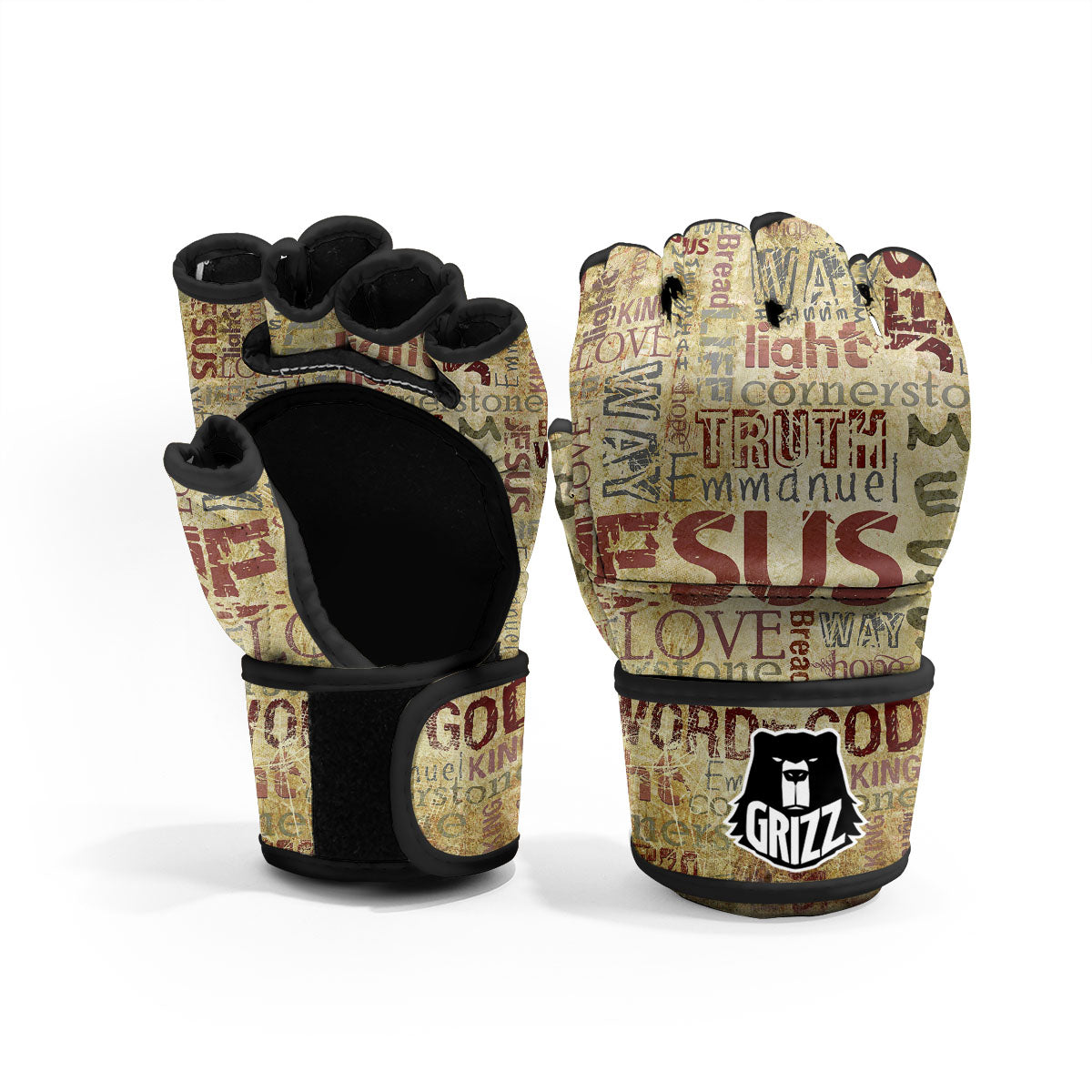 Religious Of God Word Print MMA Gloves-grizzshop