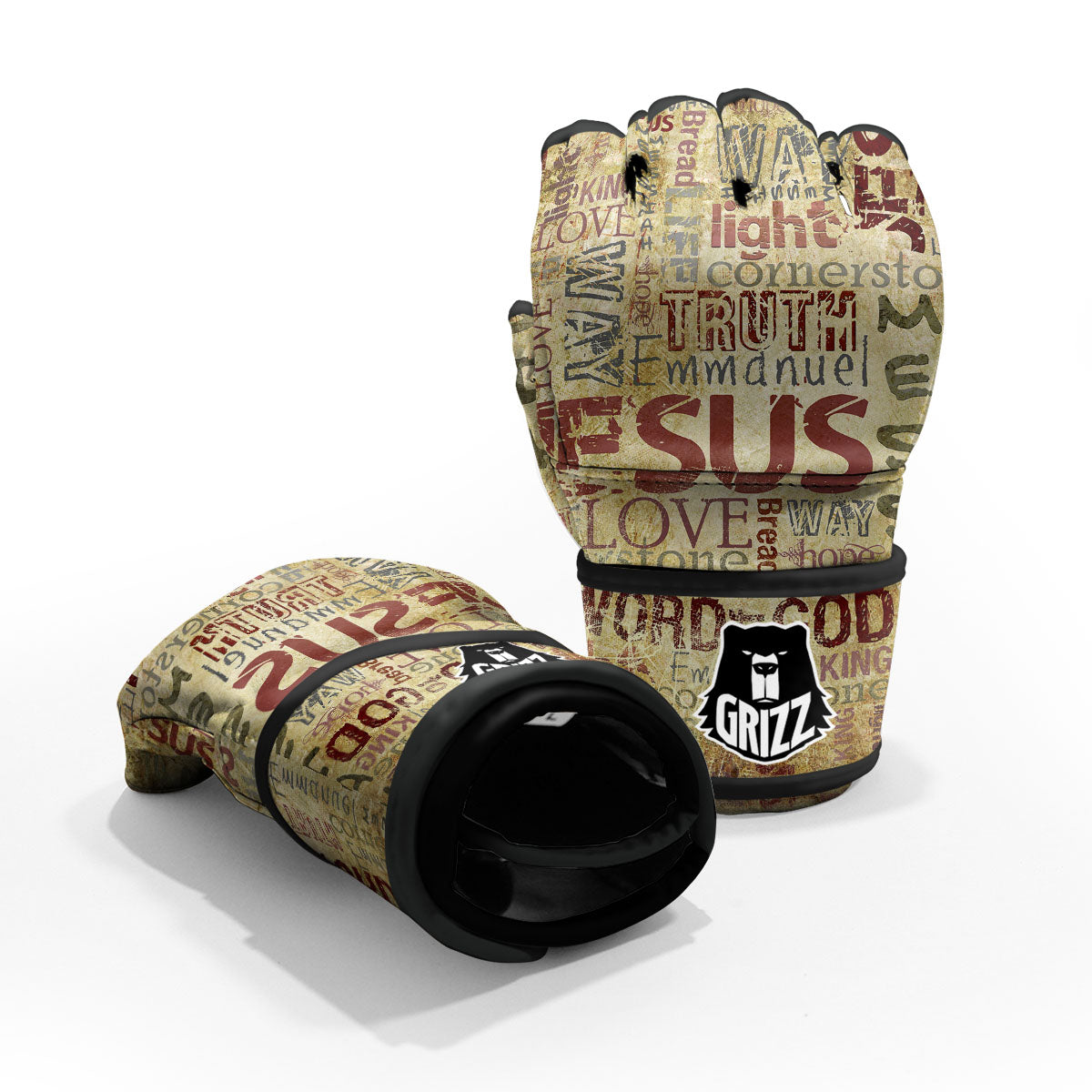 Religious Of God Word Print MMA Gloves-grizzshop