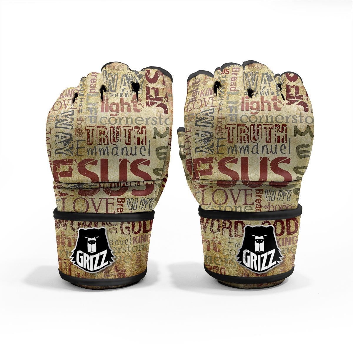 Religious Of God Word Print MMA Gloves-grizzshop