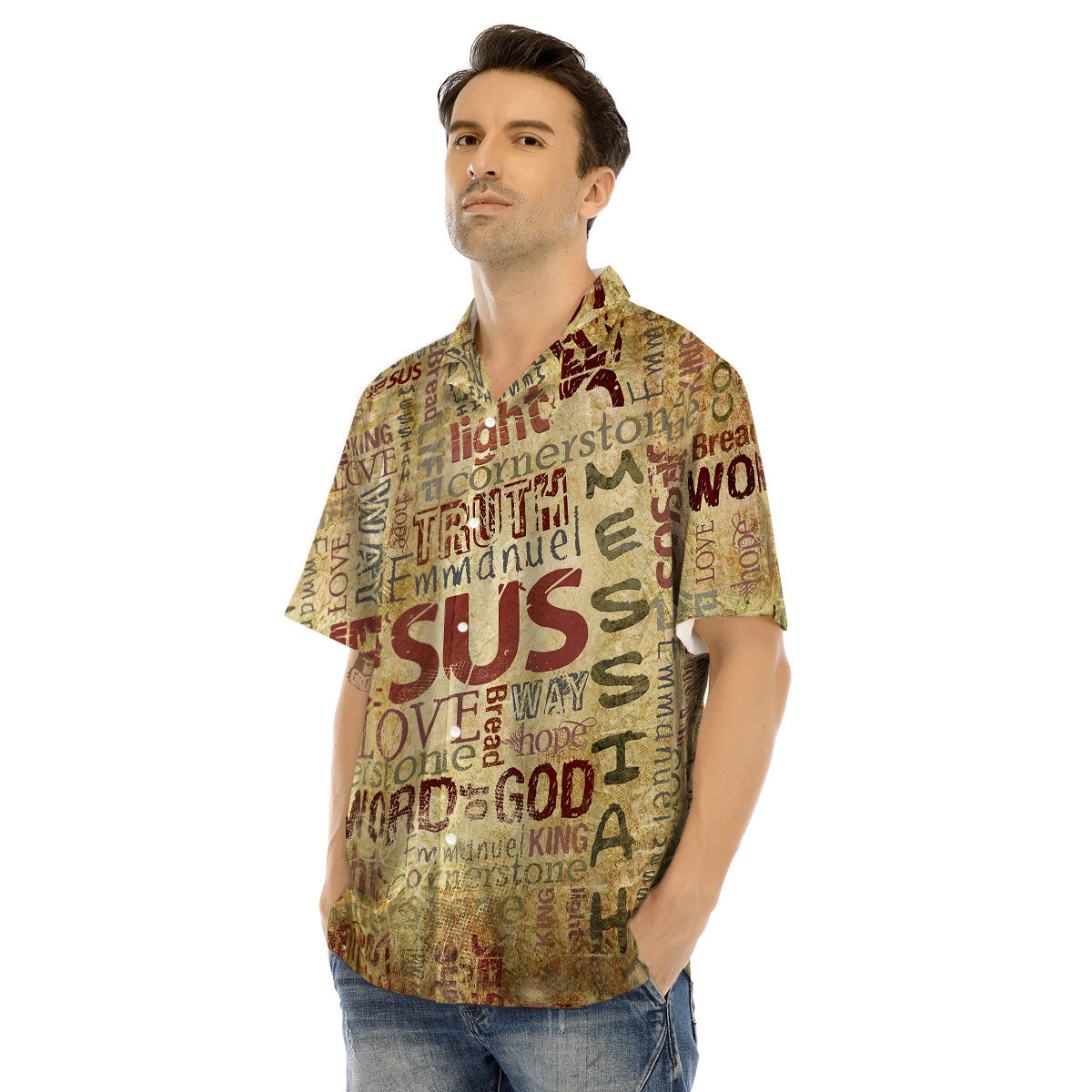 Religious Of God Word Print Men's Hawaiian Shirt-grizzshop