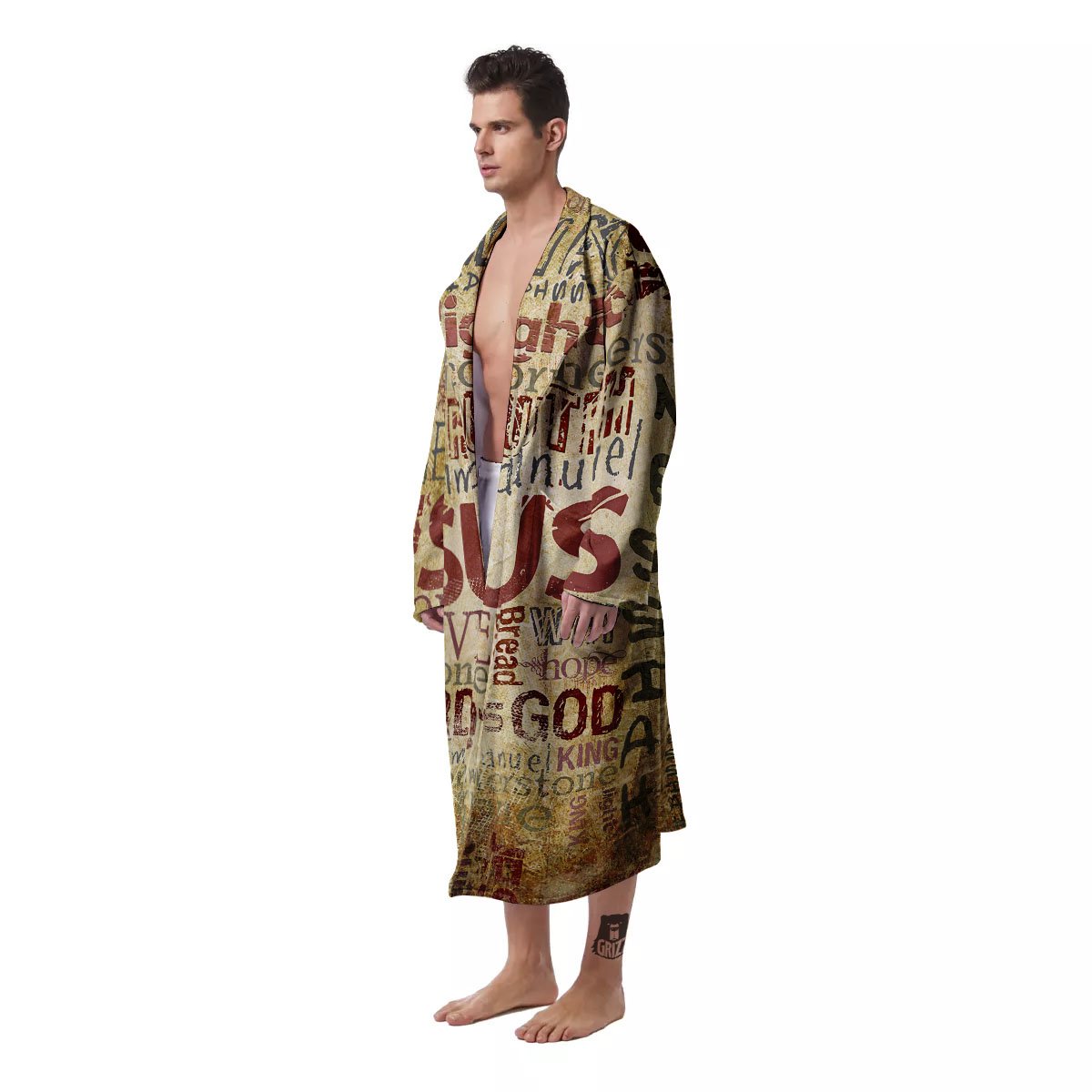 Religious Of God Word Print Men's Robe-grizzshop