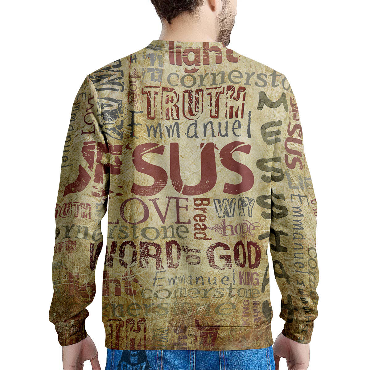 Religious Of God Word Print Men's Sweatshirt-grizzshop