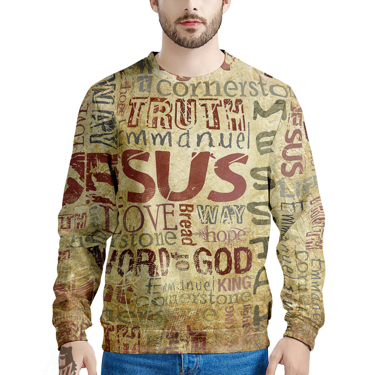 Religious Of God Word Print Men's Sweatshirt-grizzshop