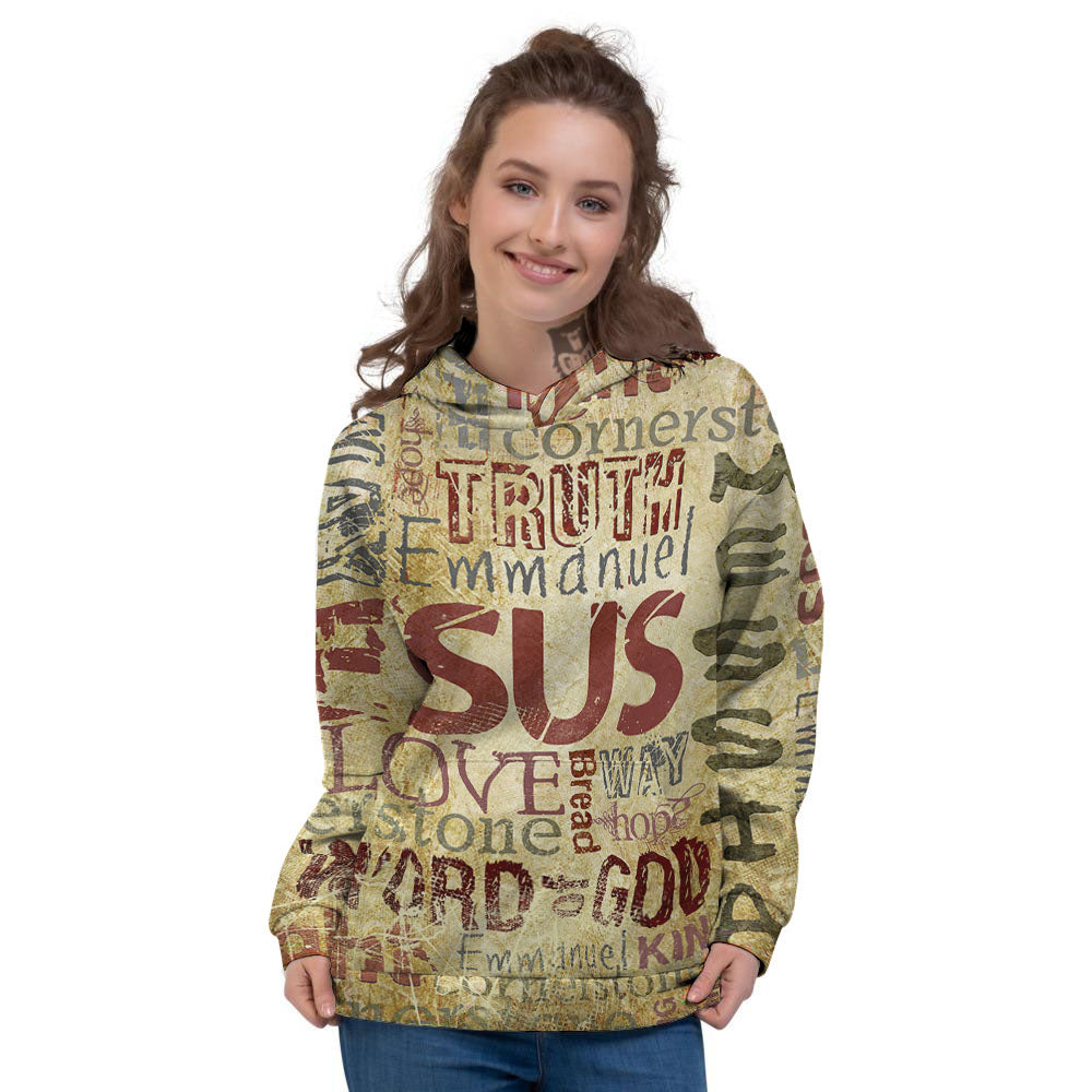 Religious Of God Word Print Women's Hoodie-grizzshop