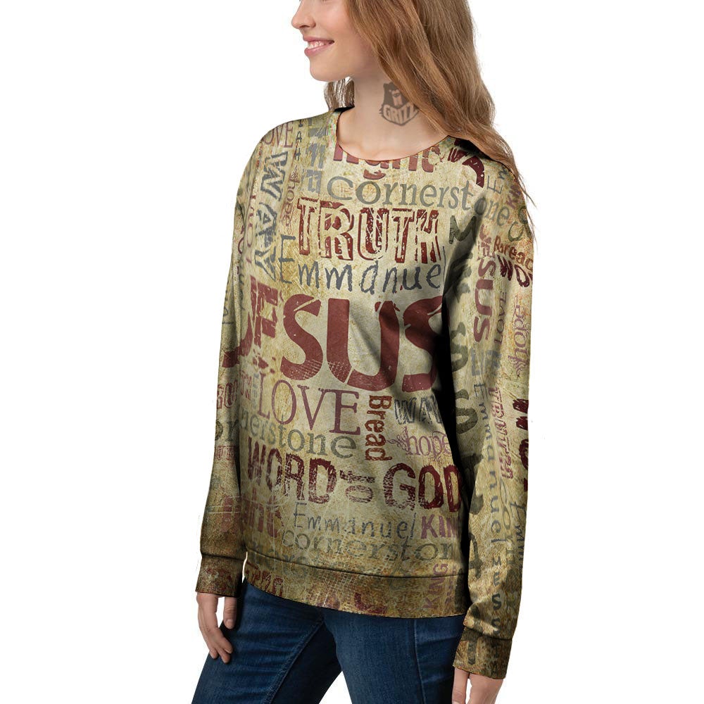 Religious Of God Word Print Women's Sweatshirt-grizzshop