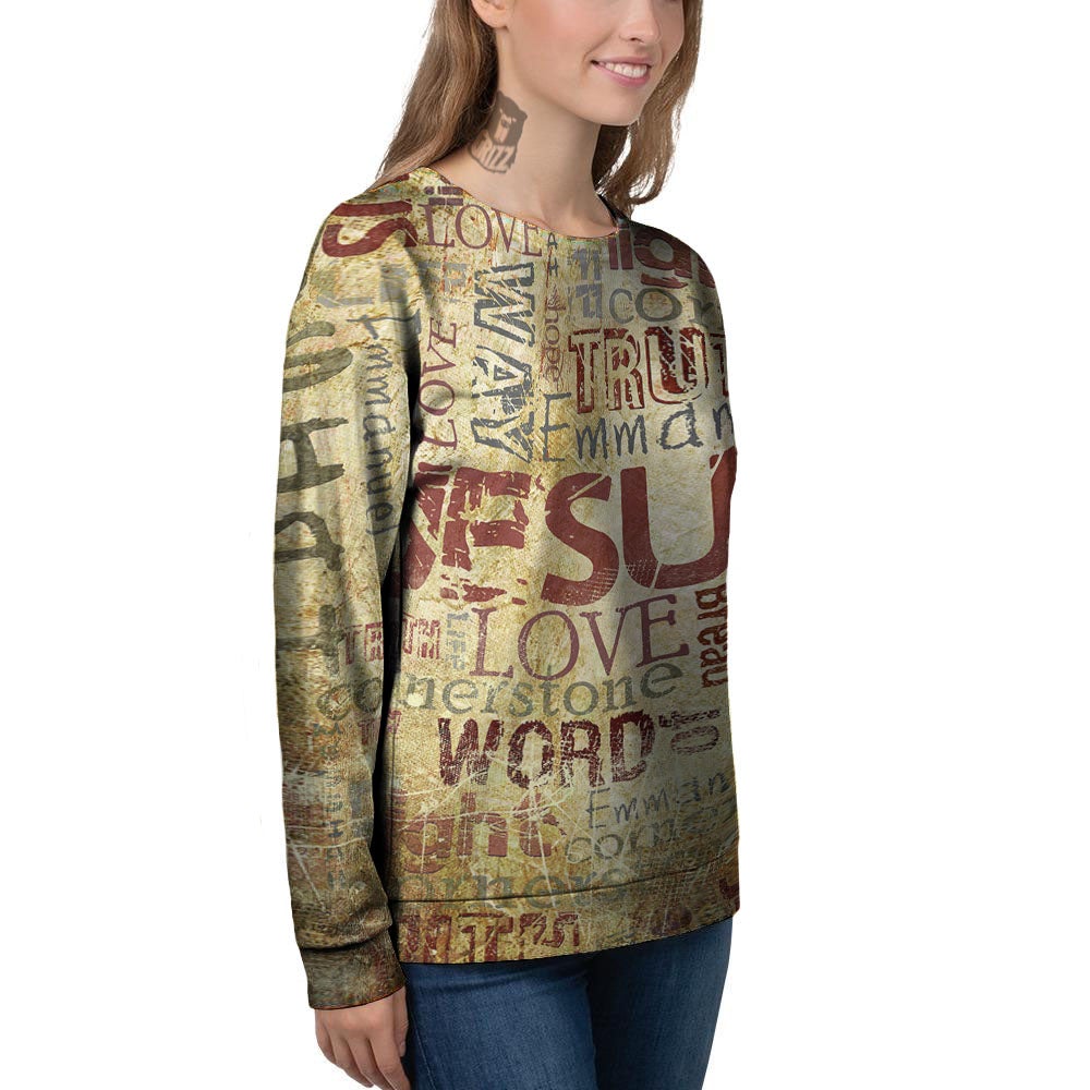 Religious Of God Word Print Women's Sweatshirt-grizzshop