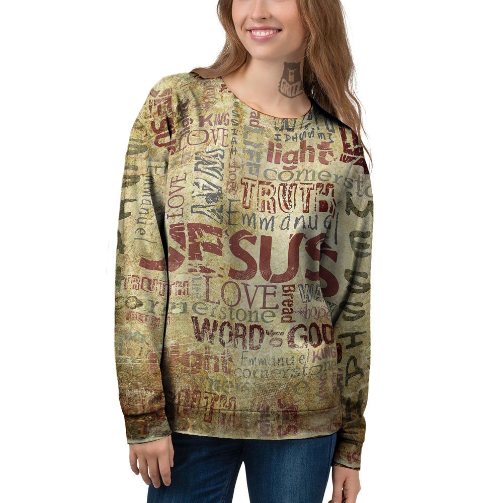 Religious Of God Word Print Women's Sweatshirt-grizzshop