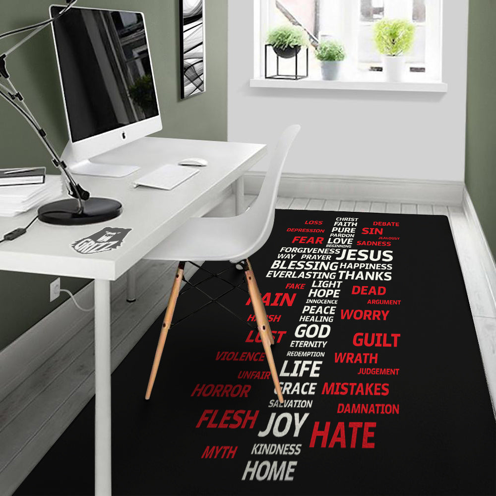 Religious Words Christian Cross Print Floor Mat-grizzshop