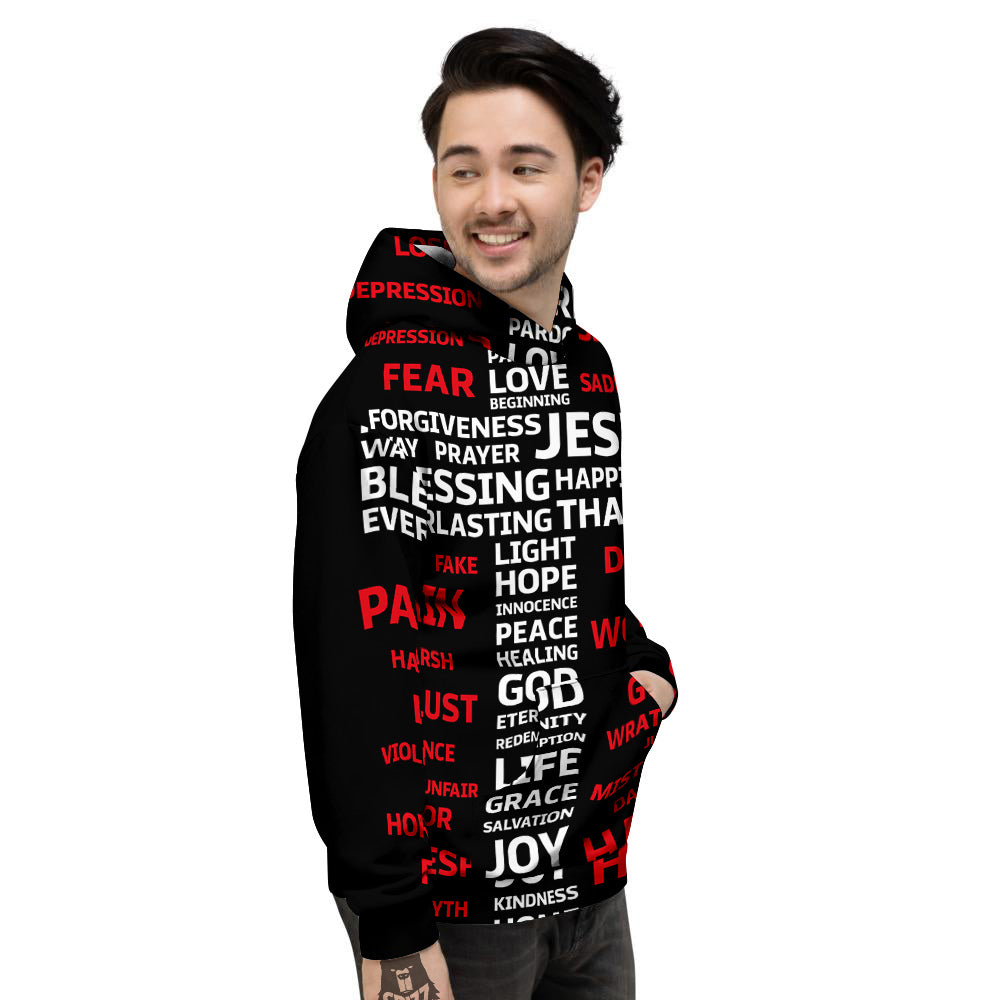 Religious Words Christian Cross Print Men's Hoodie-grizzshop
