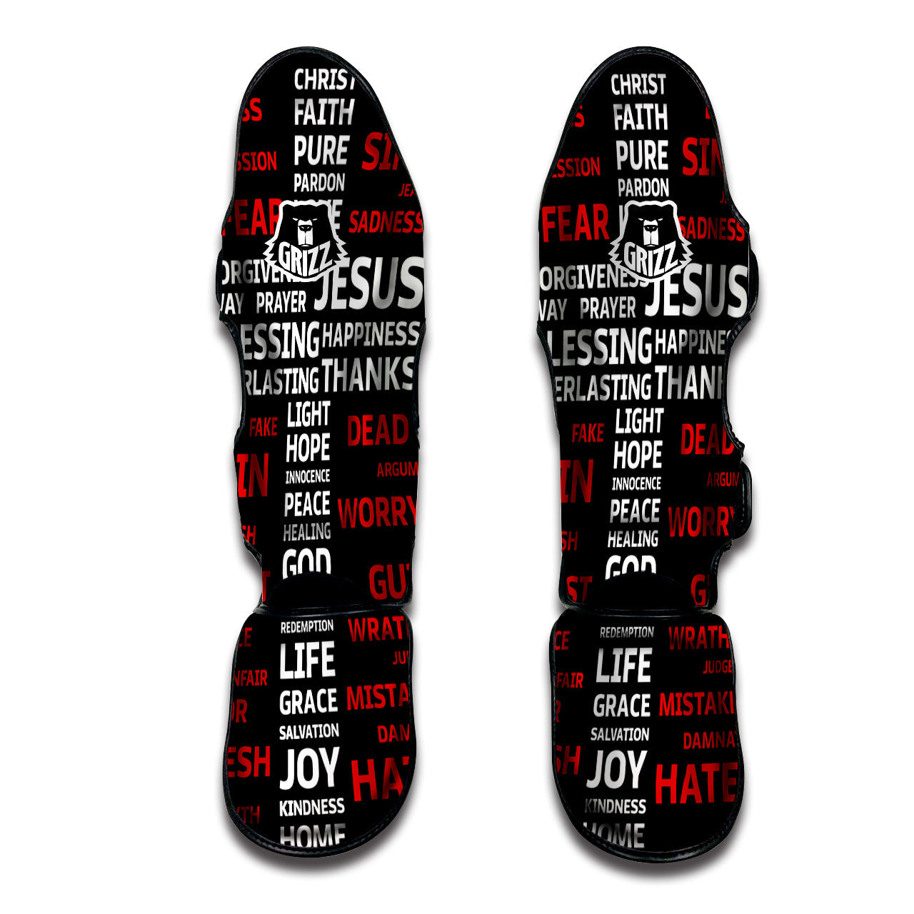 Religious Words Christian Cross Print Muay Thai Shin Guards-grizzshop