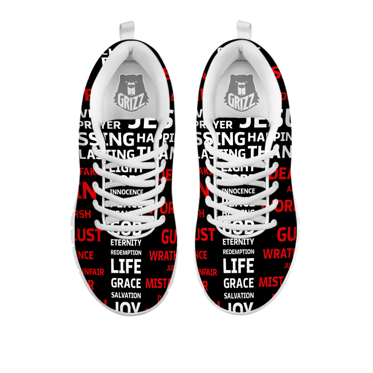 Religious Words Christian Cross Print White Sneaker-grizzshop