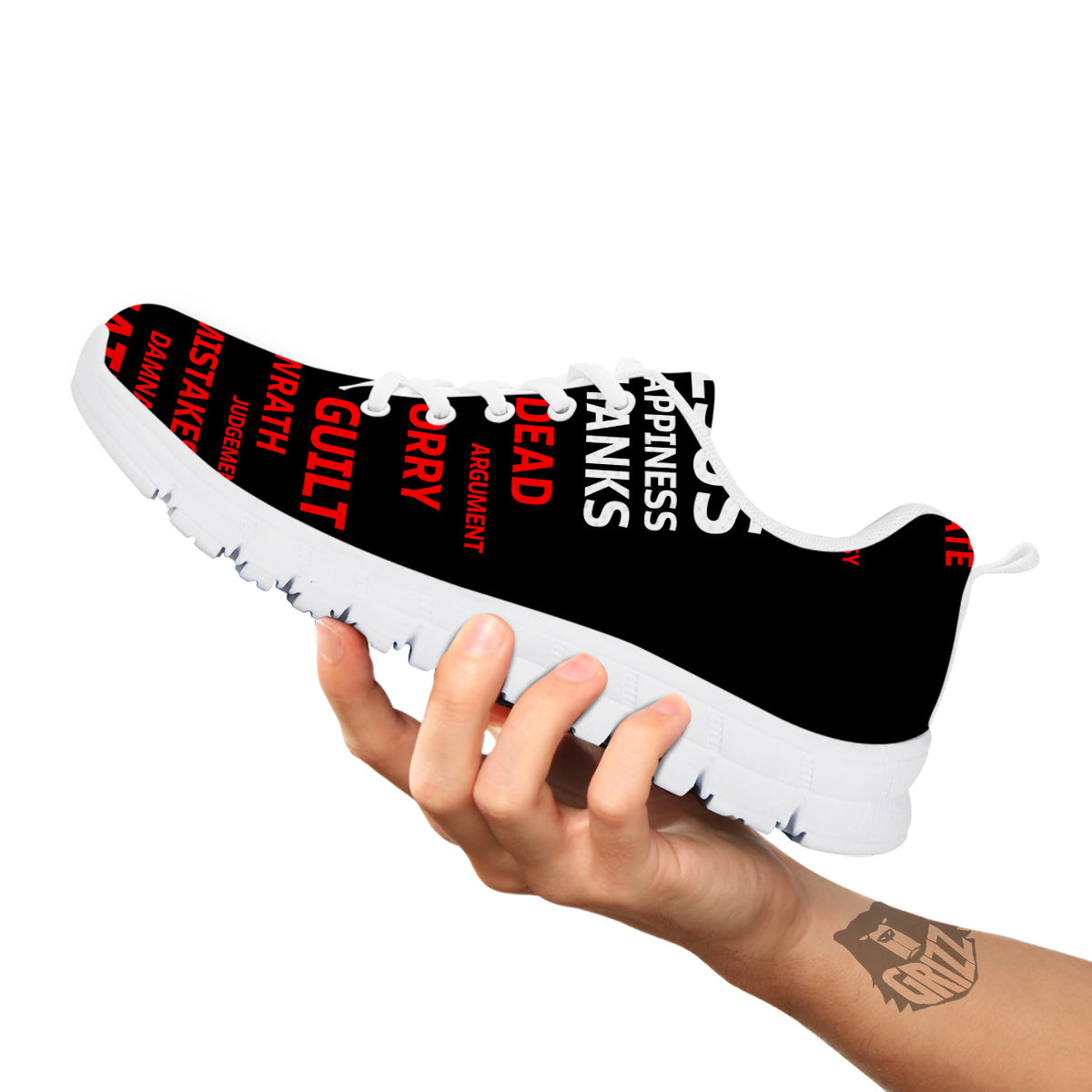 Religious Words Christian Cross Print White Sneaker-grizzshop