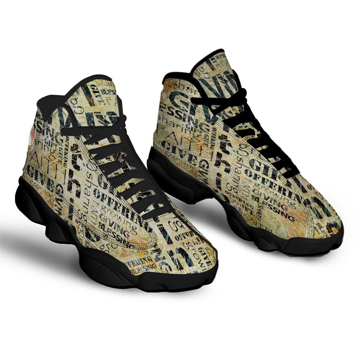 Religious Words Tithing And Giving Print Black Basketball Shoes-grizzshop
