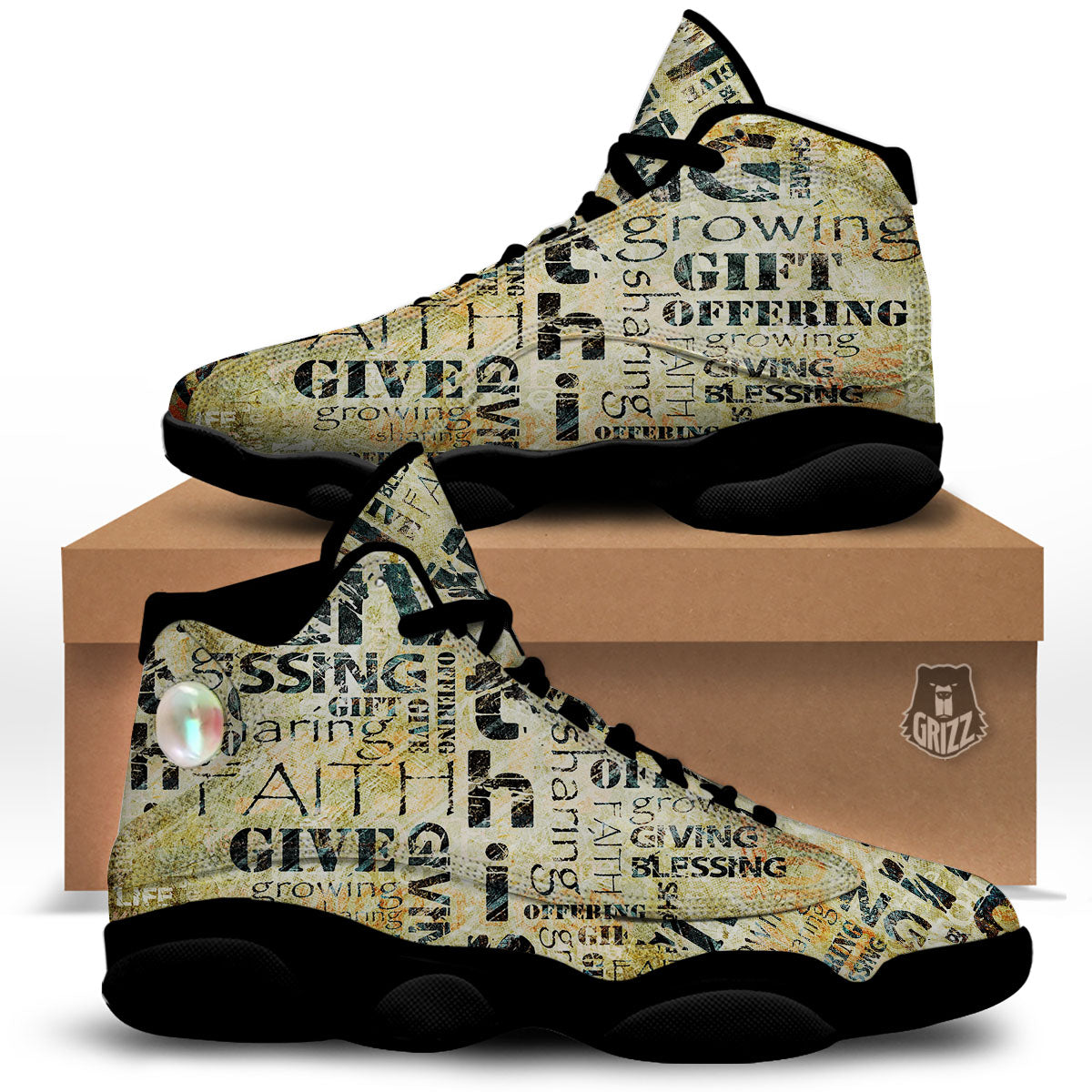 Religious Words Tithing And Giving Print Black Basketball Shoes-grizzshop