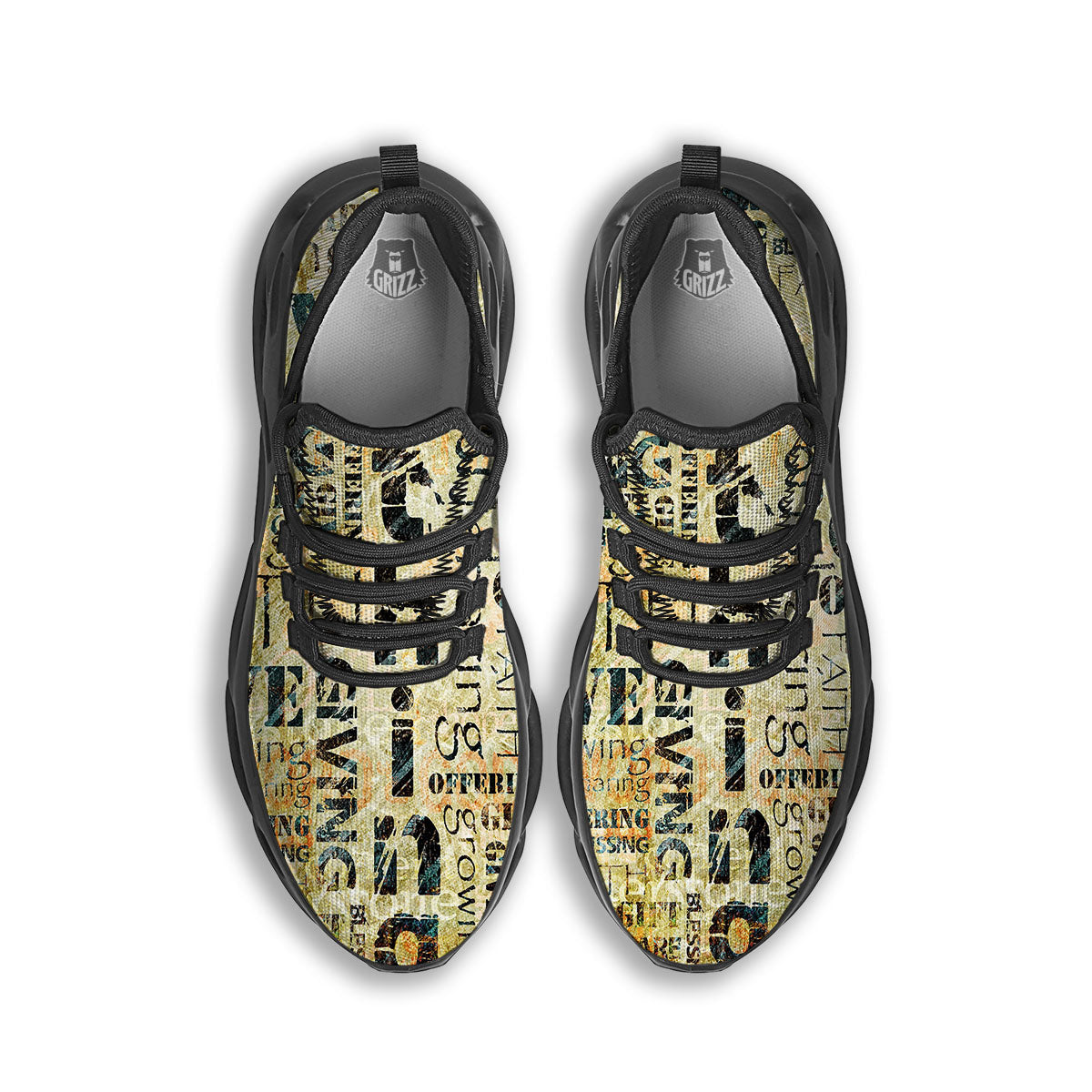 Religious Words Tithing And Giving Print Black Running Shoes-grizzshop