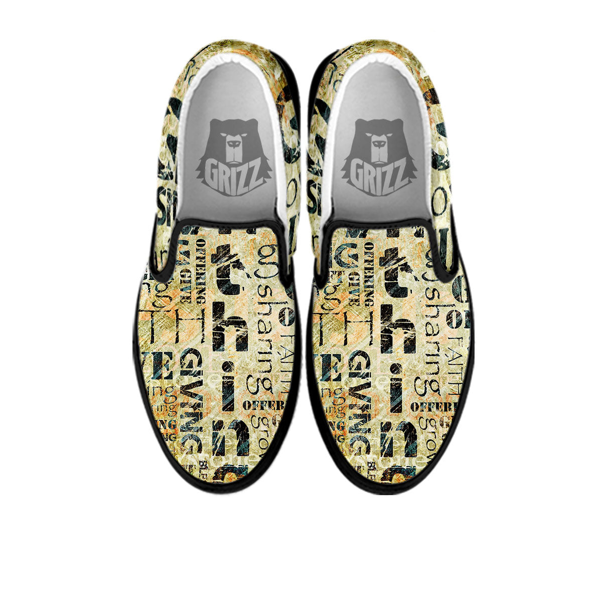 Religious Words Tithing And Giving Print Black Slip On Shoes-grizzshop