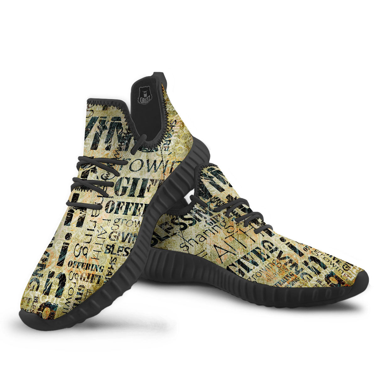 Religious Words Tithing And Giving Print Black Walking Shoes-grizzshop