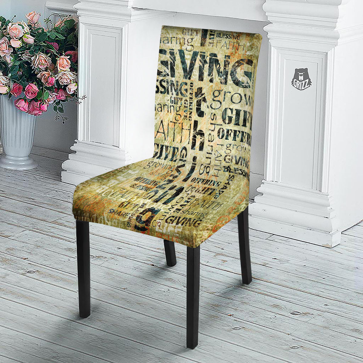 Religious Words Tithing And Giving Print Dining Chair Slipcover-grizzshop