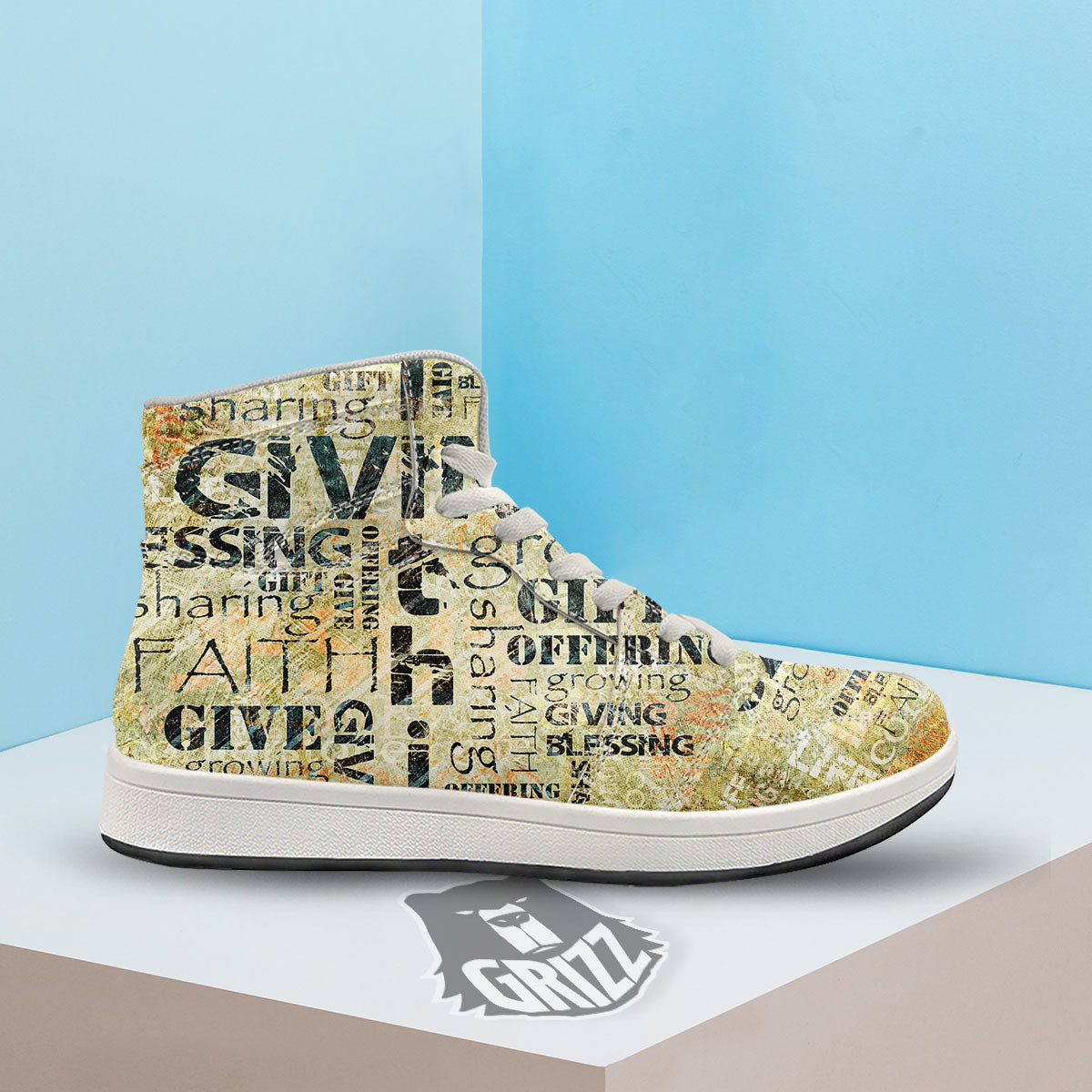 Religious Words Tithing And Giving Print High Top Sneakers-grizzshop