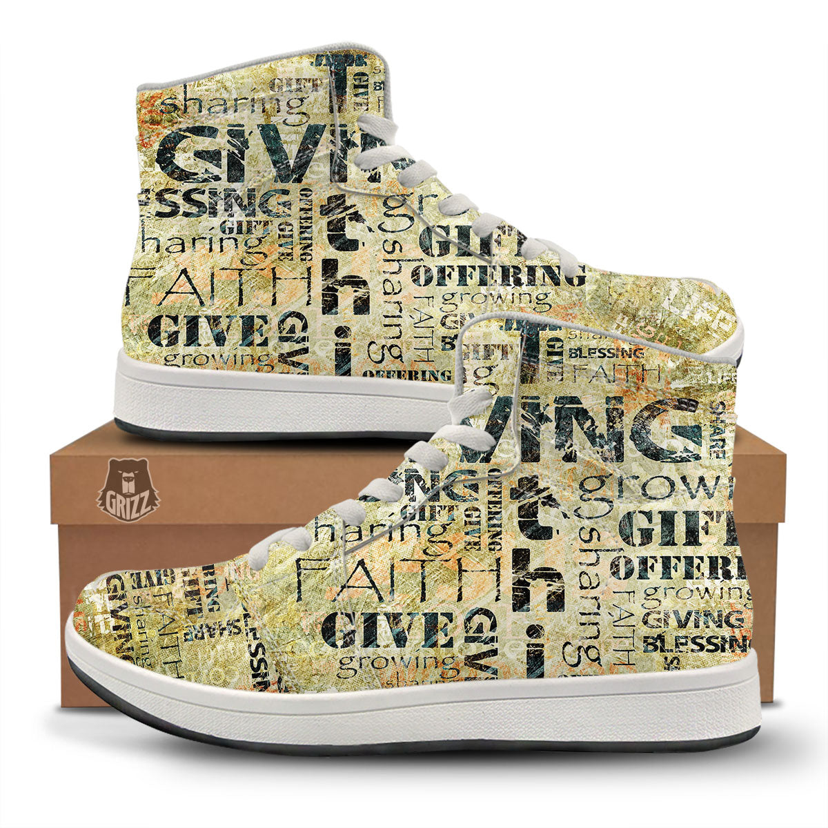Religious Words Tithing And Giving Print High Top Sneakers-grizzshop