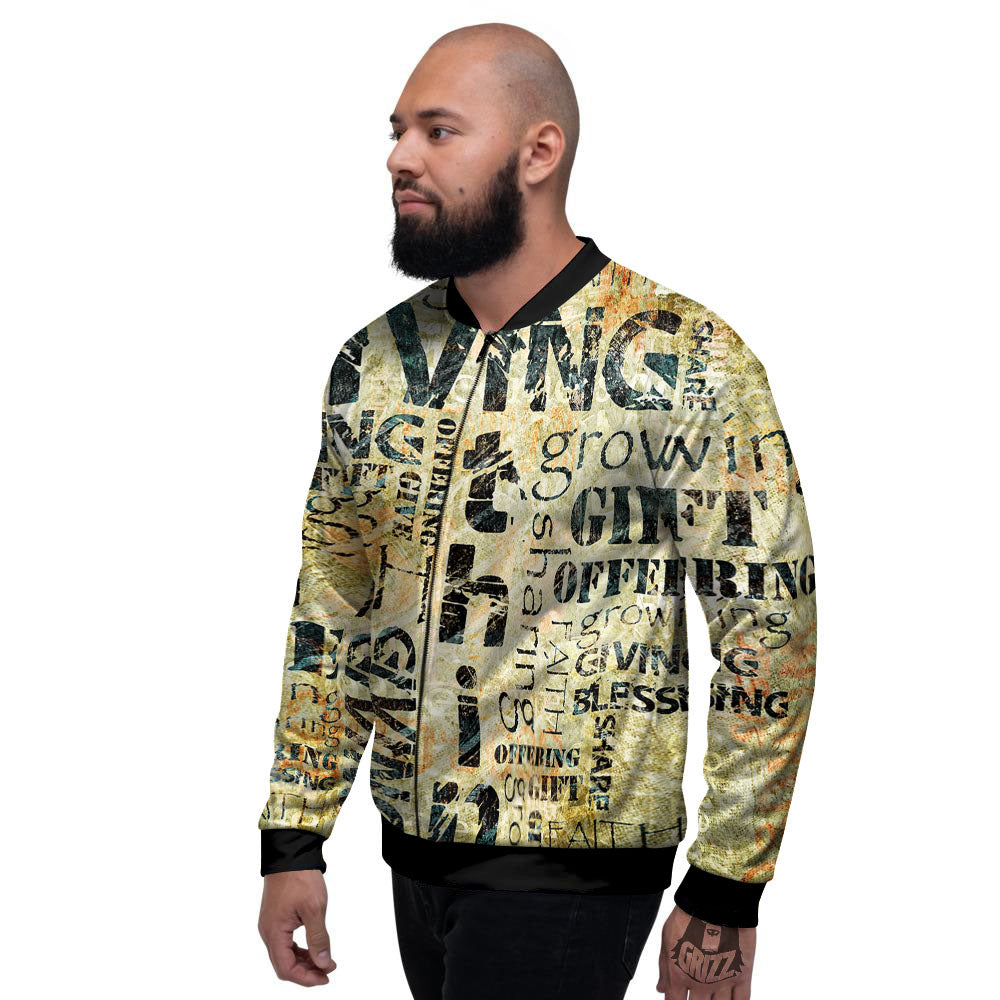 Religious Words Tithing And Giving Print Men's Bomber Jacket-grizzshop