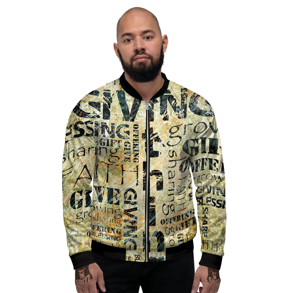 Religious Words Tithing And Giving Print Men's Bomber Jacket-grizzshop
