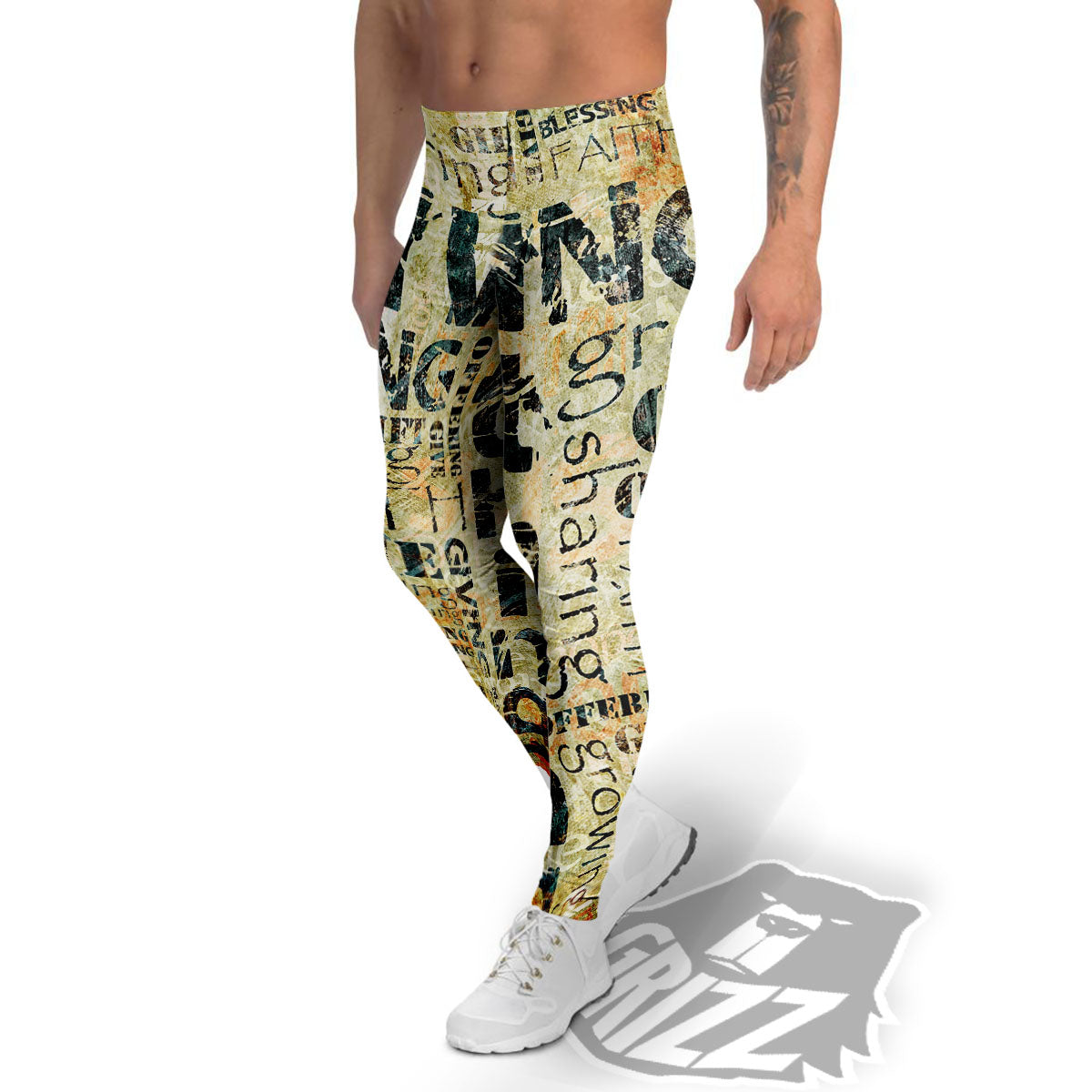 Religious Words Tithing And Giving Print Men's Leggings-grizzshop