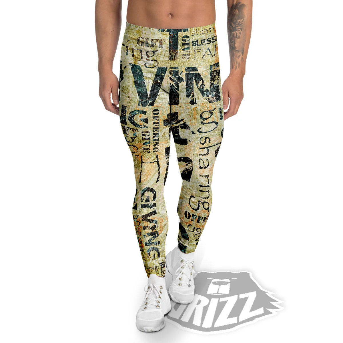 Religious Words Tithing And Giving Print Men's Leggings-grizzshop