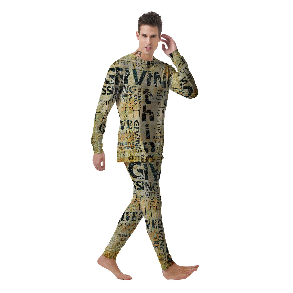 Religious Words Tithing And Giving Print Men's Pajamas-grizzshop