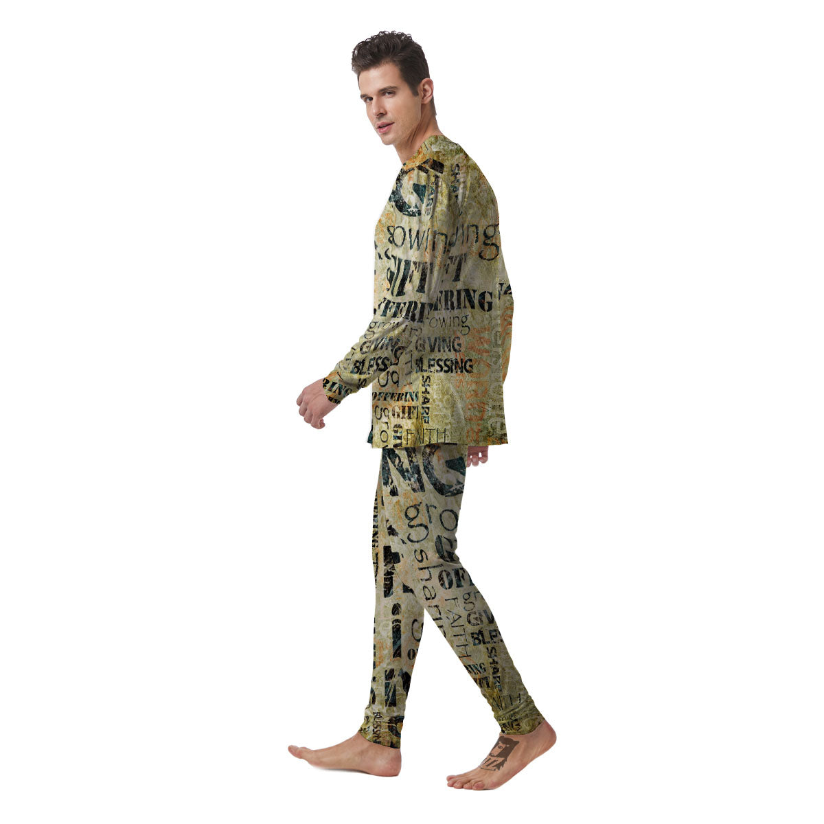 Religious Words Tithing And Giving Print Men's Pajamas-grizzshop