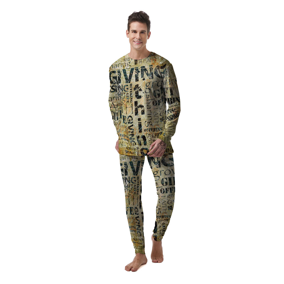 Religious Words Tithing And Giving Print Men's Pajamas-grizzshop